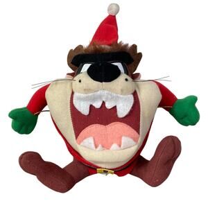 Vintage 1997 Looney Tunes Taz‎ Santa Plush Doll Christmas Decor Warner Bros 7 in